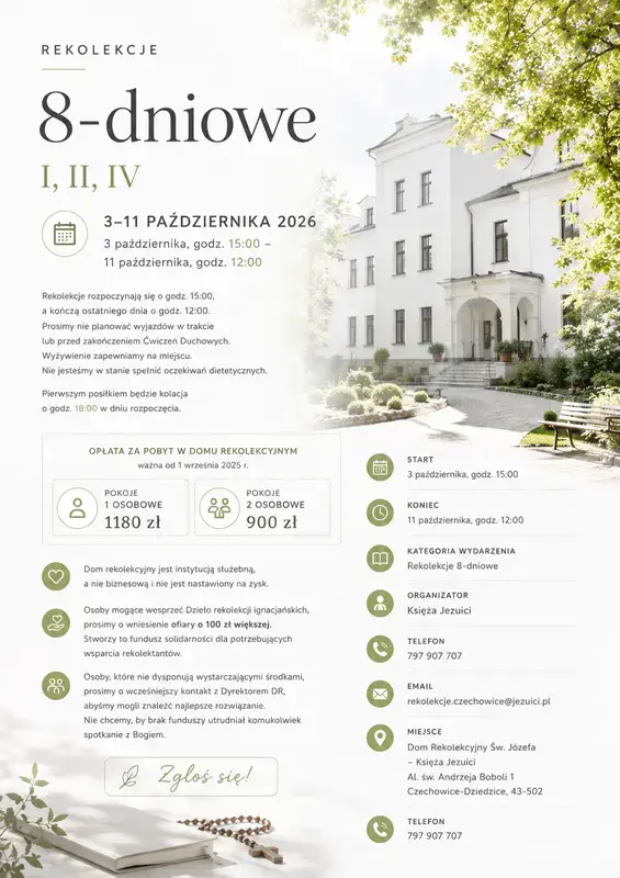 Rekolekcje 8-dniowe – I, II, IV